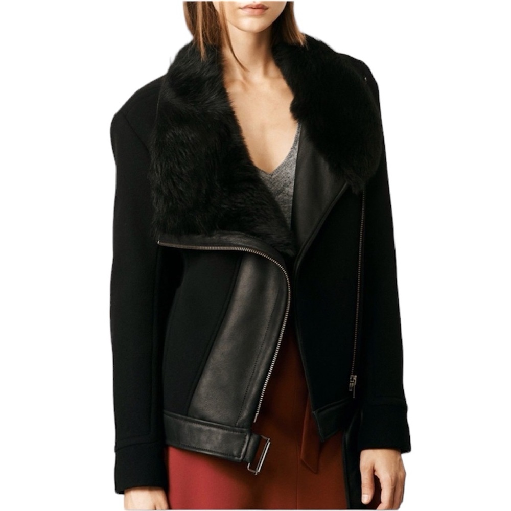 Helmut Lang Black Jacket with Fur Collar
